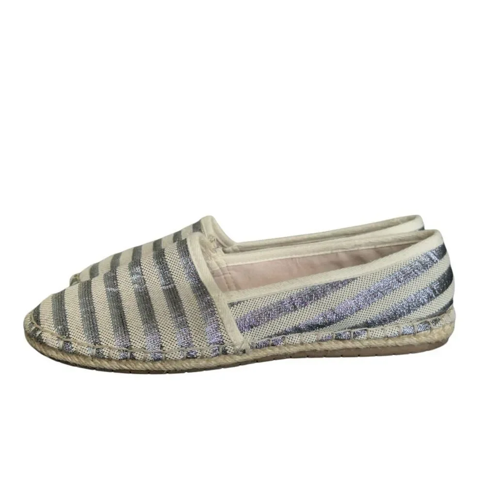Charter Club Joeey Round Toe Metallic Stripe Espadrille Flats Size 8.5
